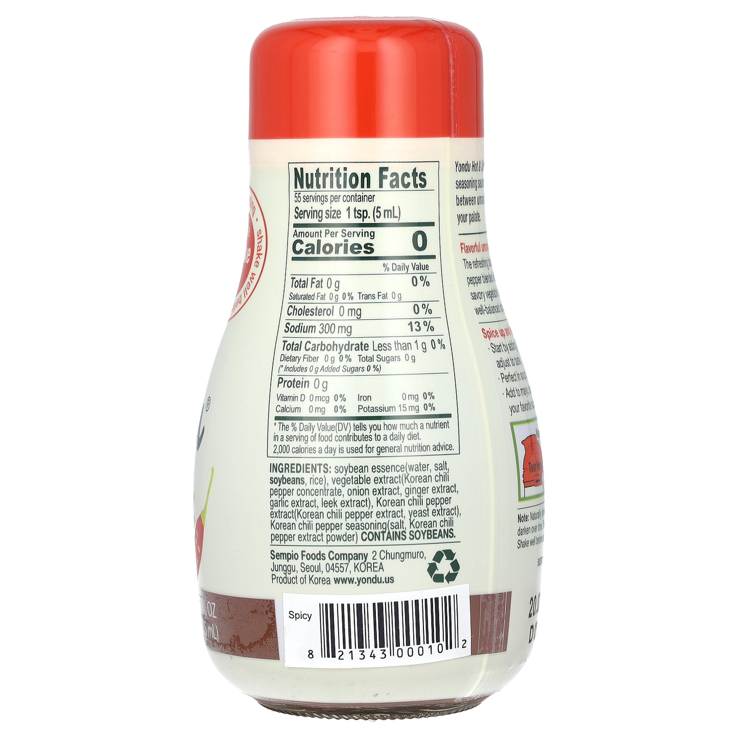 Sempio, Yondu, Plant-Based Umami, Hot & Spicy, 9.3 fl oz (275 ml)