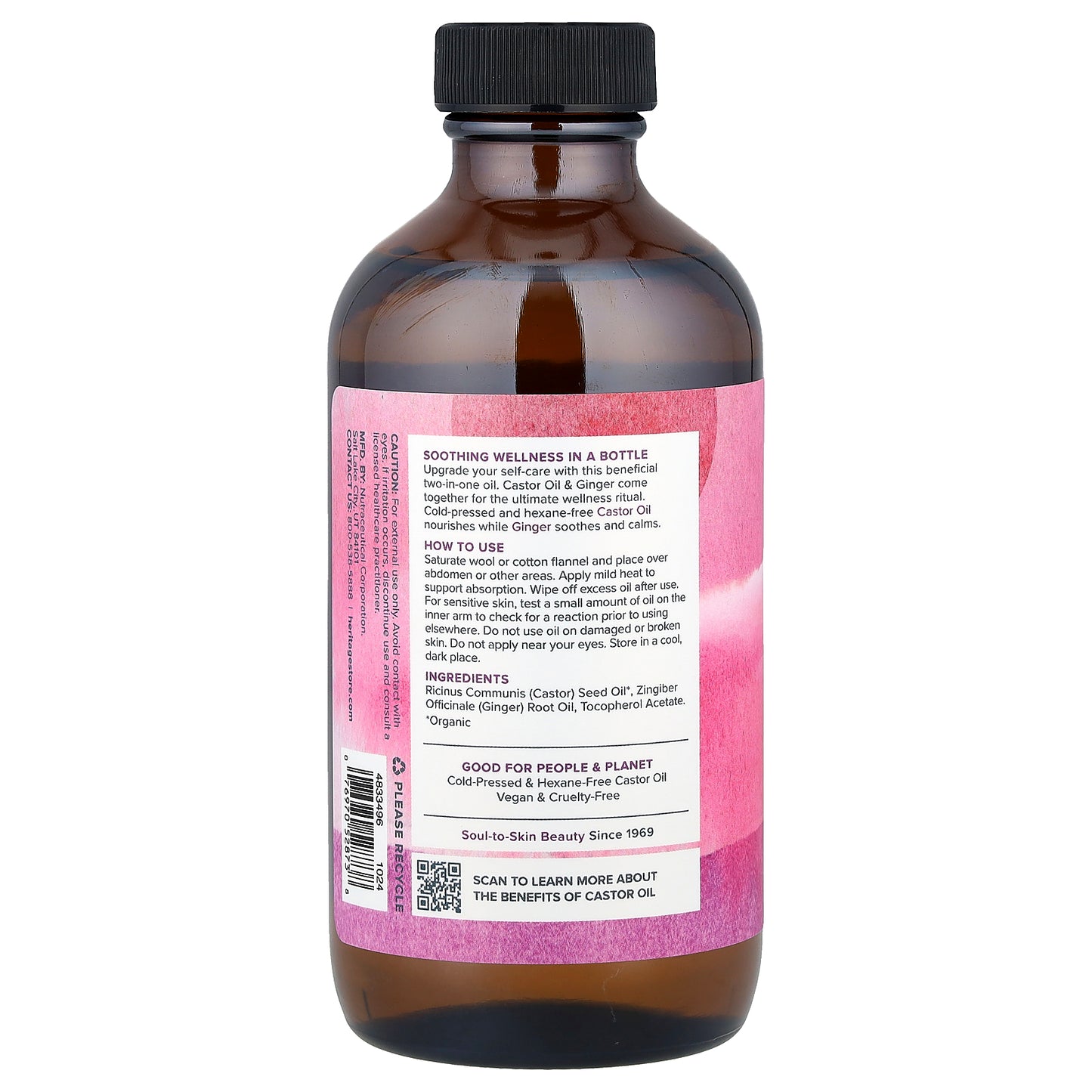 Heritage Store, Castor Oil & Ginger, 8 fl oz (237 ml)