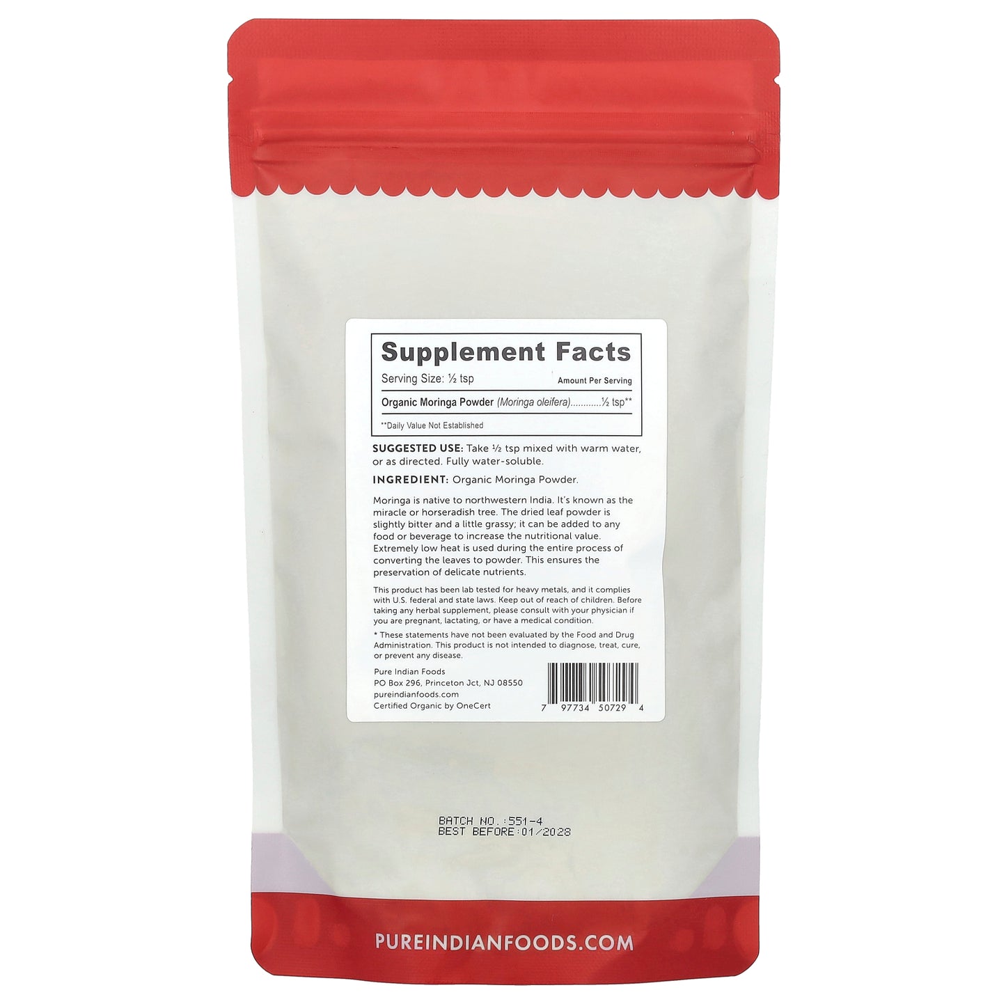 Pure Indian Foods, Organic Moringa Powder, 8 oz (227 g)