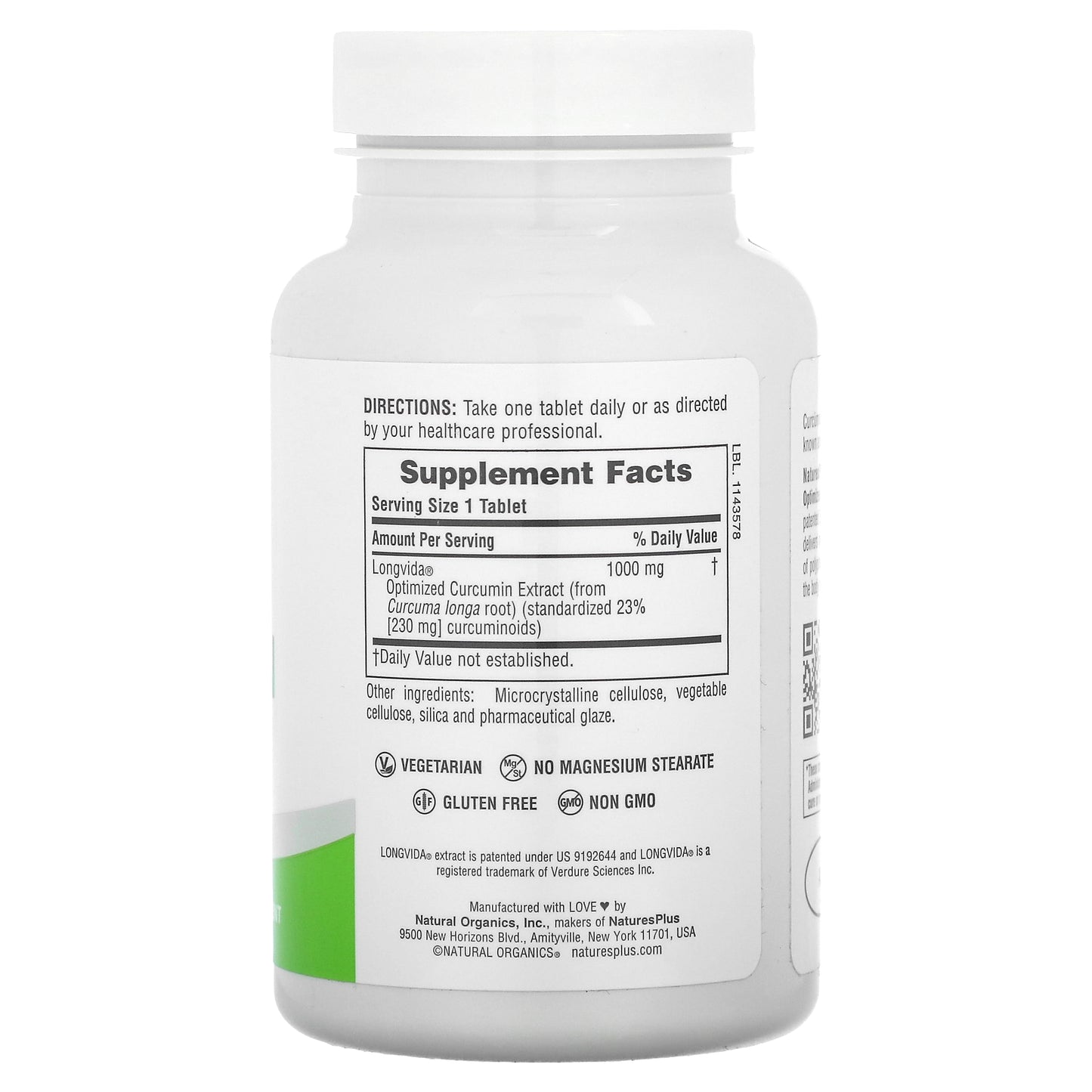 NaturesPlus, Pro Longvida Curcumin 1000, 1,000 mg, 60 Tablets