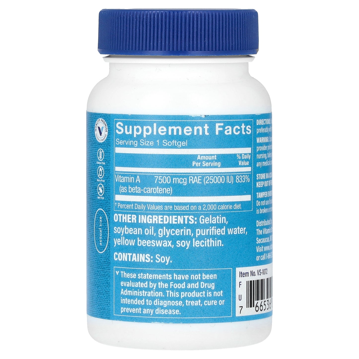 The Vitamin Shoppe, Beta-Carotene , 7,500 mcg (25,000 IU), 100 Softgels