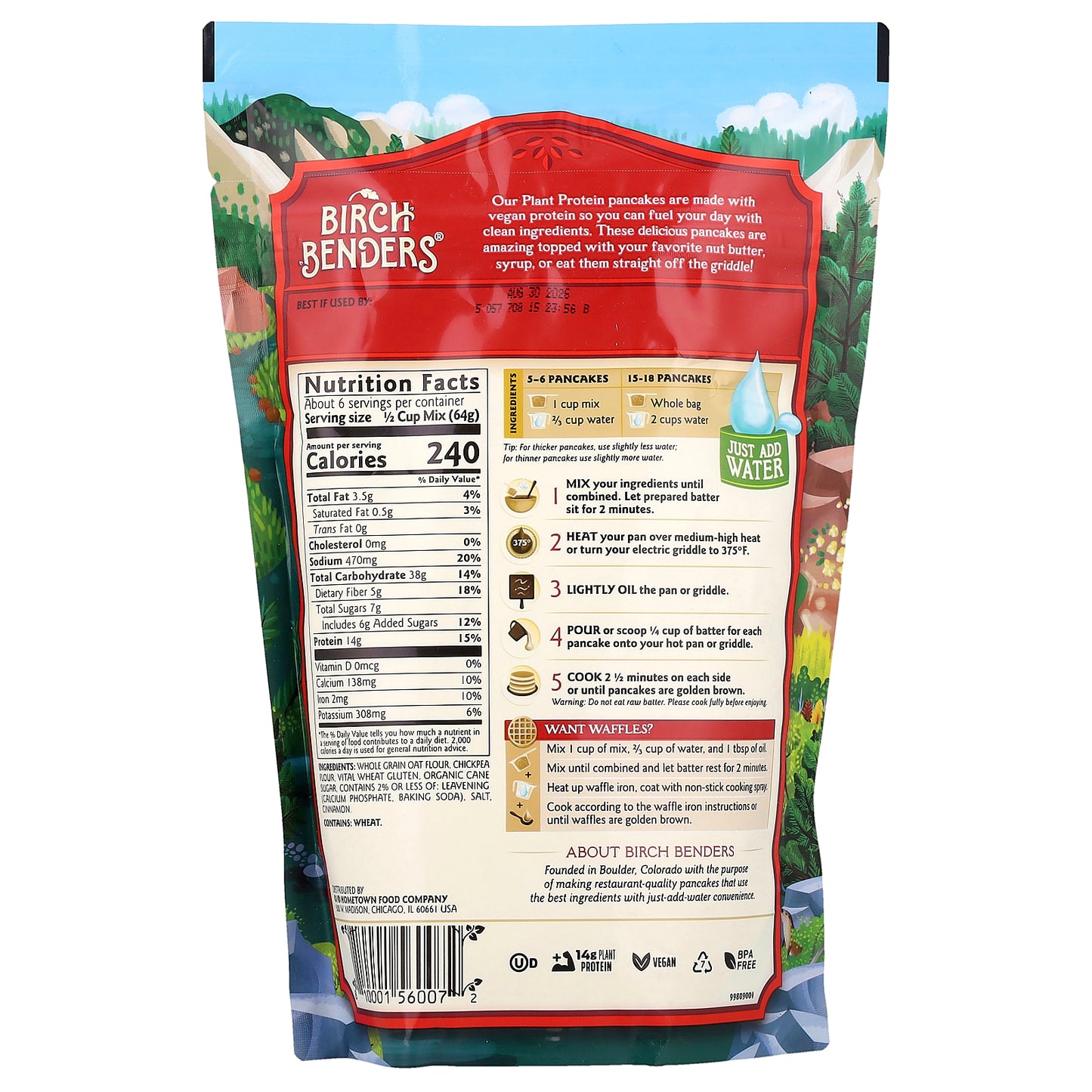Birch Benders, Complete Pancake & Waffle Mix, Plant Protein, 14 oz (397 g)