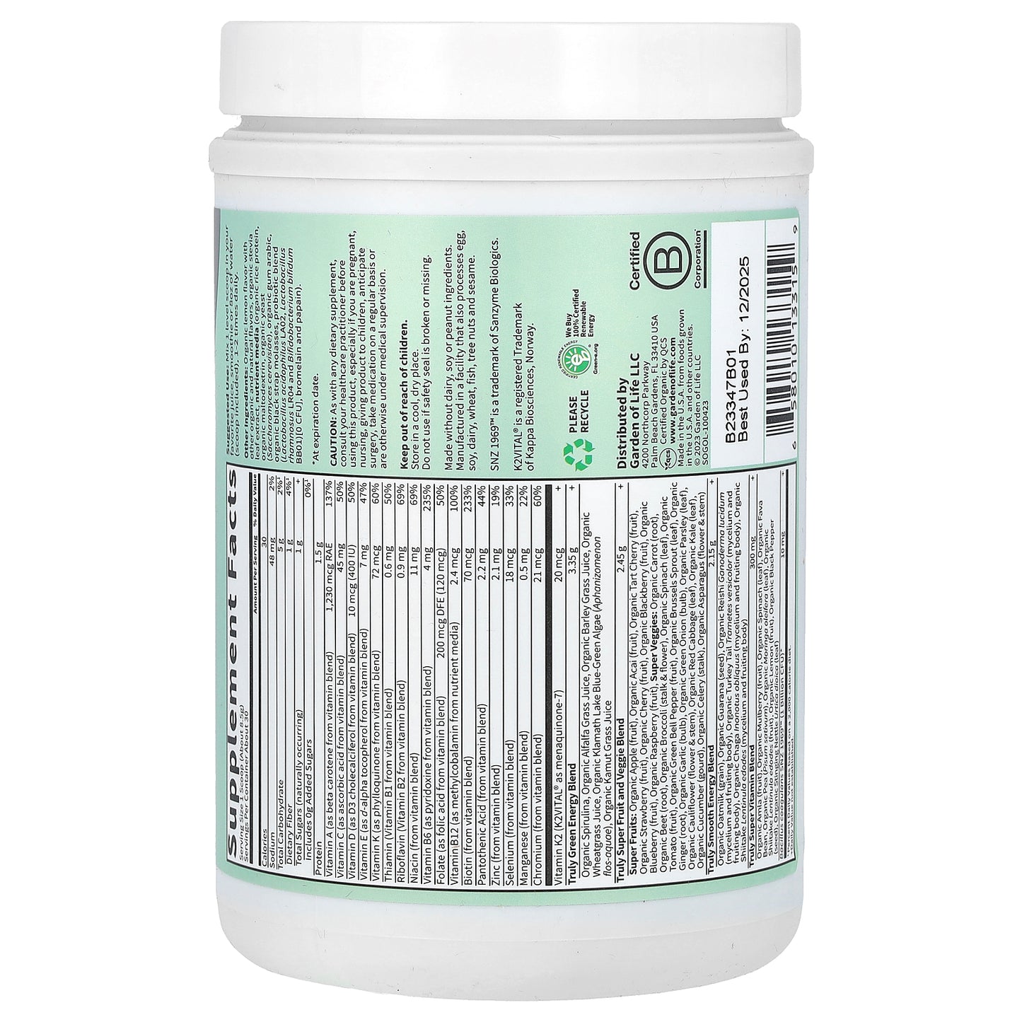 Garden of Life, Sport, Organic Greens, Original, 8.99 oz (255 g)