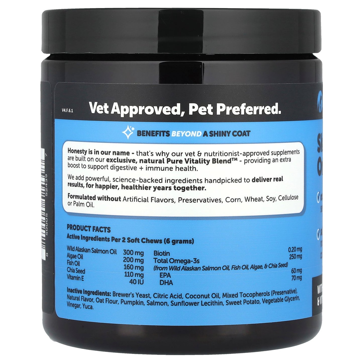 Pet Honesty, Skin Health Omega, For Dogs, Salmon, 90 Soft Chews, 9.5 oz (270 g)