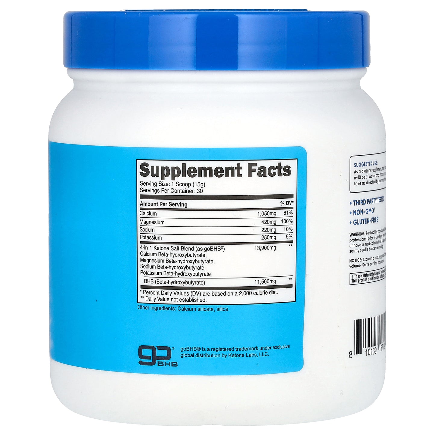 Nutricost, BHB Salts, goBHB®, Unflavored, 0.97 lb (442 g)