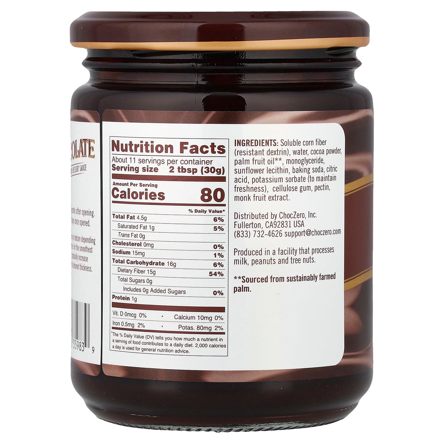 ChocZero, Dessert Sauce, Chocolate, 12 oz (340 g)