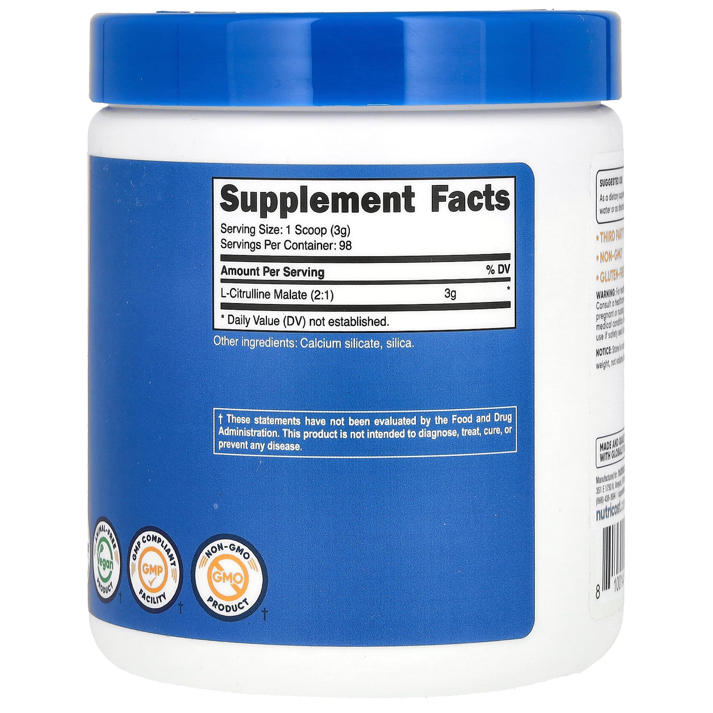 Nutricost, L-Citrulline Malate 2:1, Unflavored, 10.7 oz (300 g)