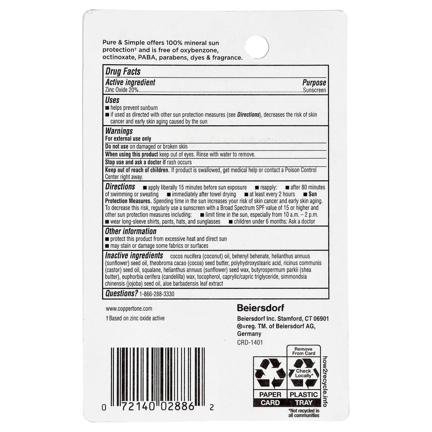 Coppertone, Baby, Pure & Simple Sunscreen Stick, SPF 50, 0.49 oz (13.9 g)