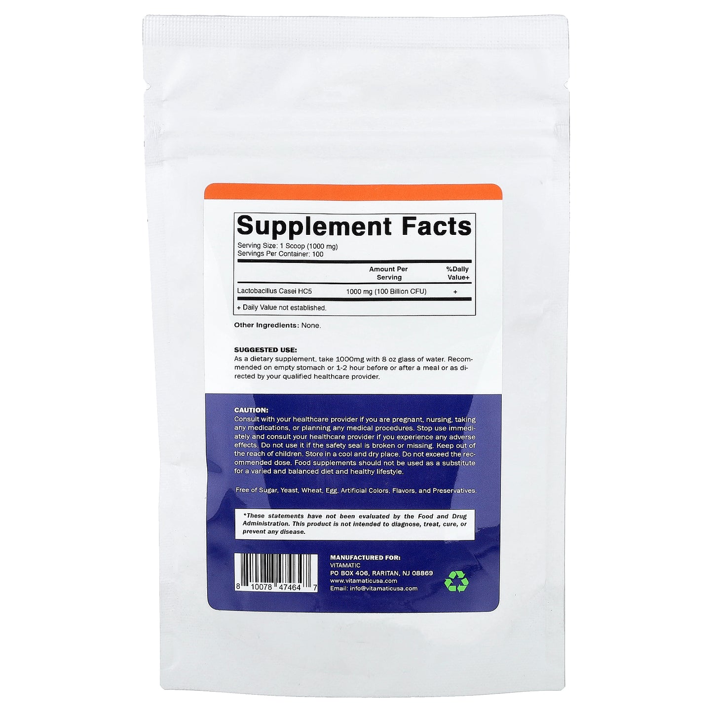 Vitamatic, Lactobacillus Casei, 3.5 oz (100 g)