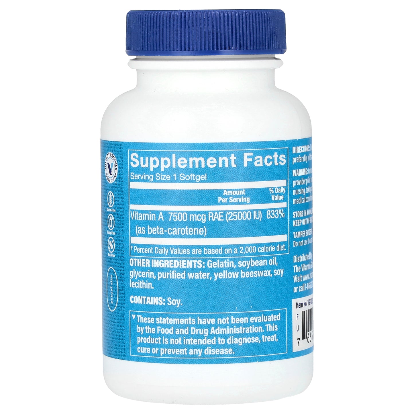 The Vitamin Shoppe, Beta-Carotene, 7,500 mcg (25,000 IU), 300 Softgels