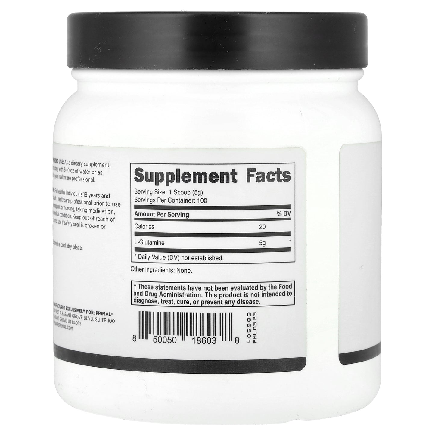 PrePrimal, L-Glutamine Powder, Unflavored, 17.6 oz (500 g)