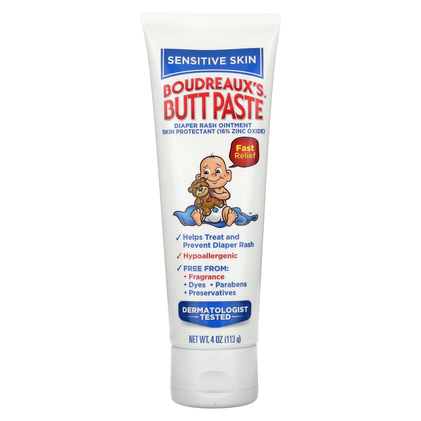 Boudreaux's Butt Paste, Diaper Rash Ointment, Sensitive Skin, 4 oz (113 g)