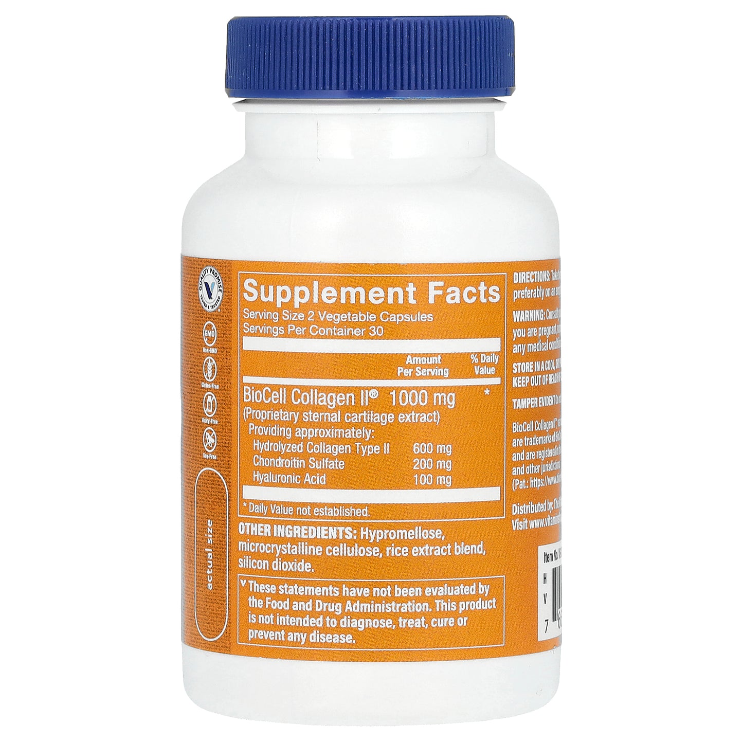 The Vitamin Shoppe, BioCell Collagen II With Hyaluronic Acid, 60 Vegetable Capsules