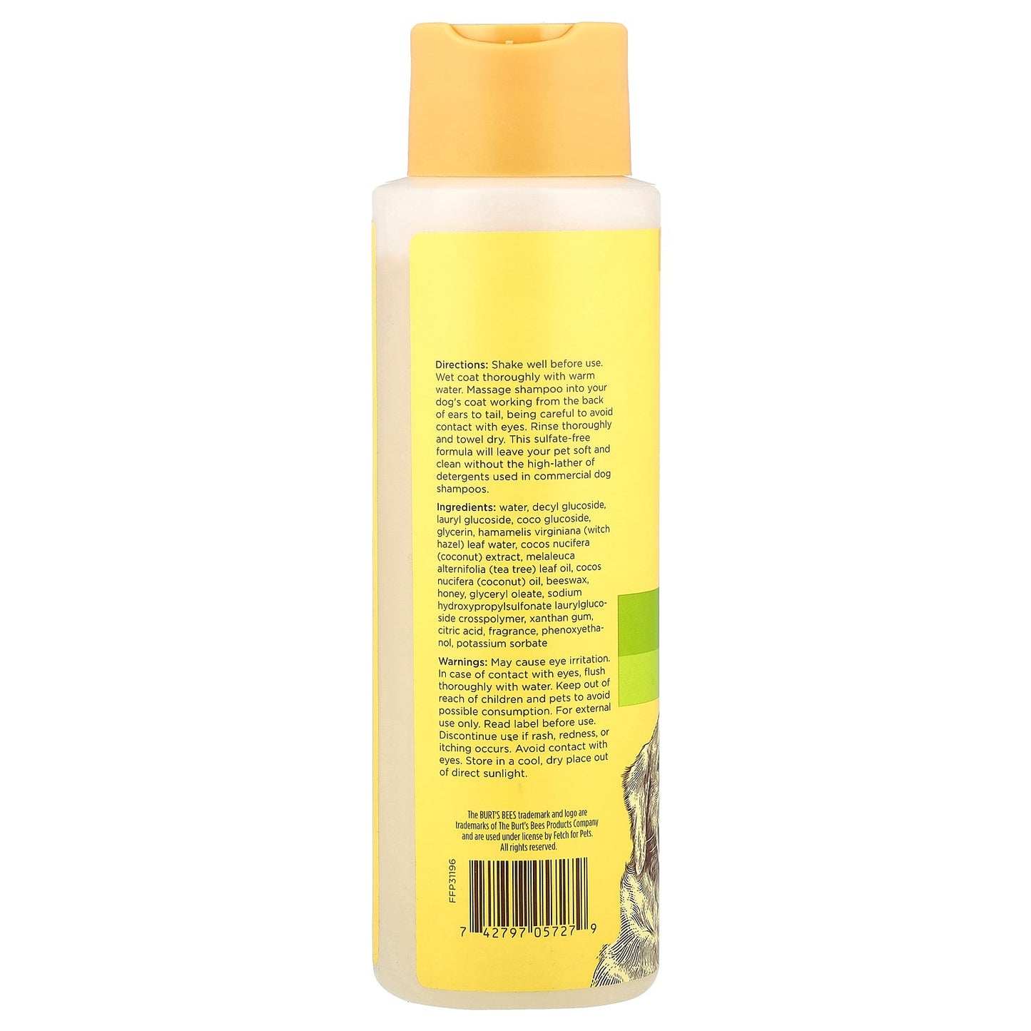 Burt's Bees, Deodorizing Shampoo With Witch Hazel, For Dogs, Lemongrass & Sage, 16 fl oz (473 ml)