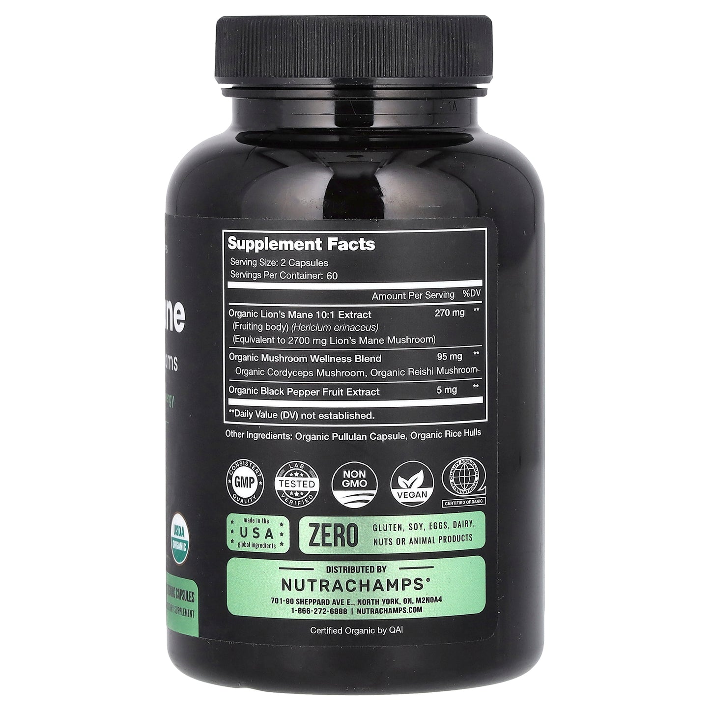 NutraChamps, Lion's Mane, 120 Organic Capsules