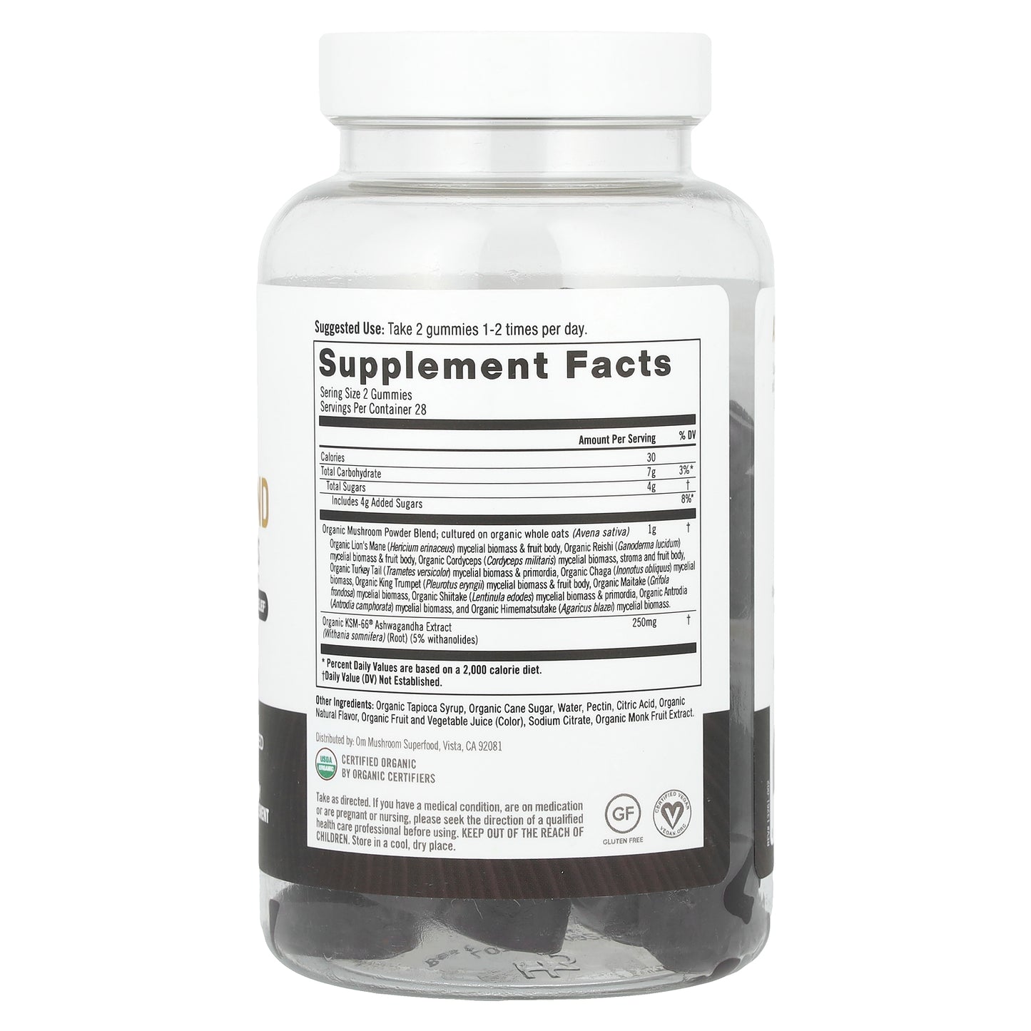Om Mushrooms, Master Blend, Mushroom Gummies, Mixed Berry, 56 Vegan Gummies