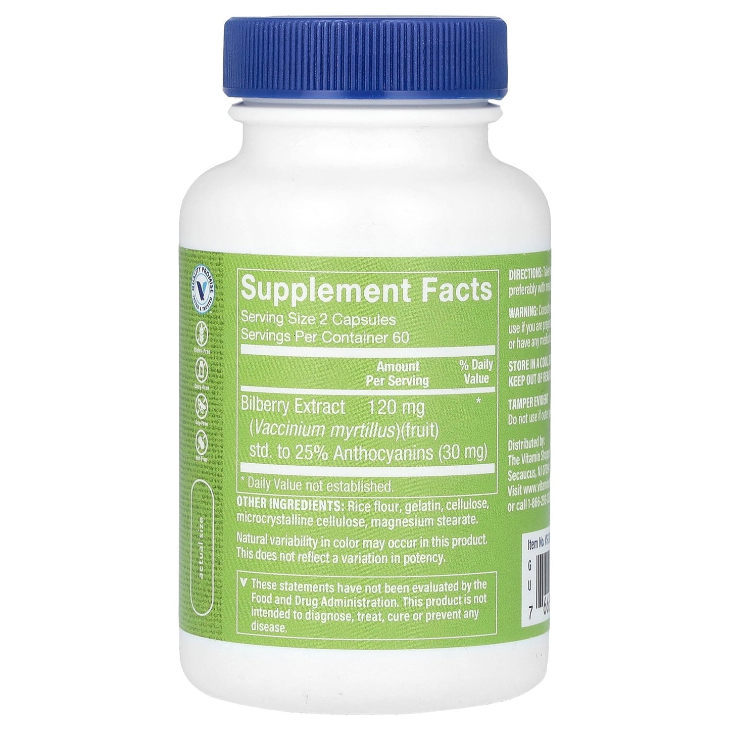 The Vitamin Shoppe, Bilberry Extract, 120 Capsules (60 mg per Capsule)