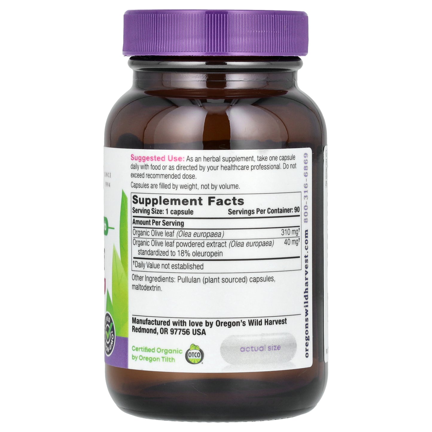 Oregon's Wild Harvest, Olive Leaf, 90 Vegan Capsules