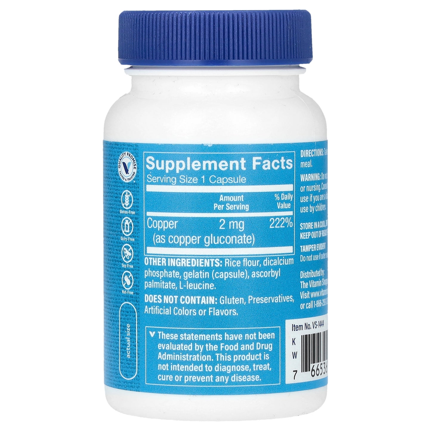 The Vitamin Shoppe, Copper, 2 mg, 100 Capsules