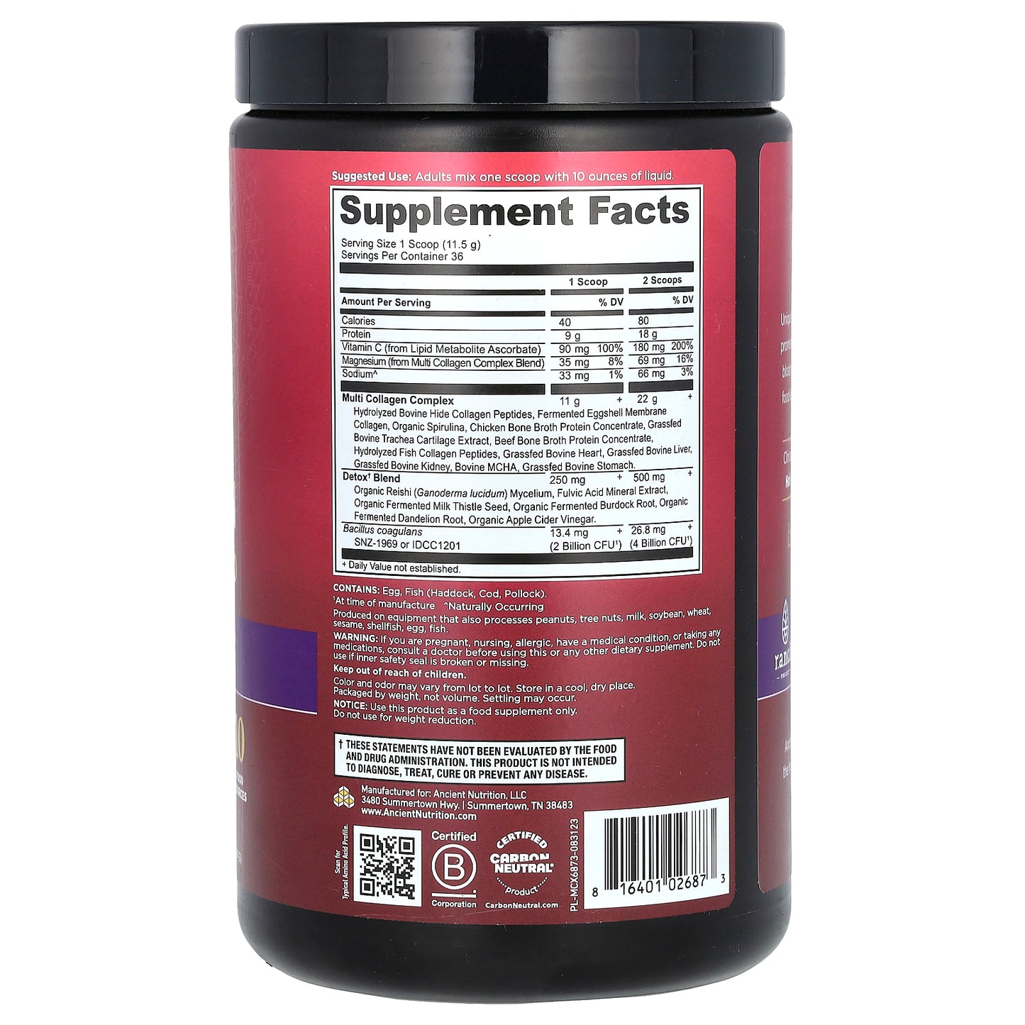 Ancient Nutrition, Multi Collagen Advanced, Detox, 14.6 oz (414 g)