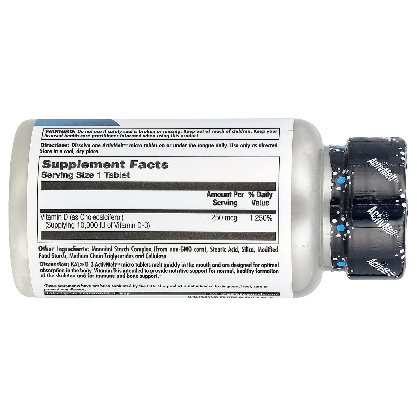 KAL, Ultra D-3, Unflavored, 250 mcg (10,000 IU), 90 Micro Tablets