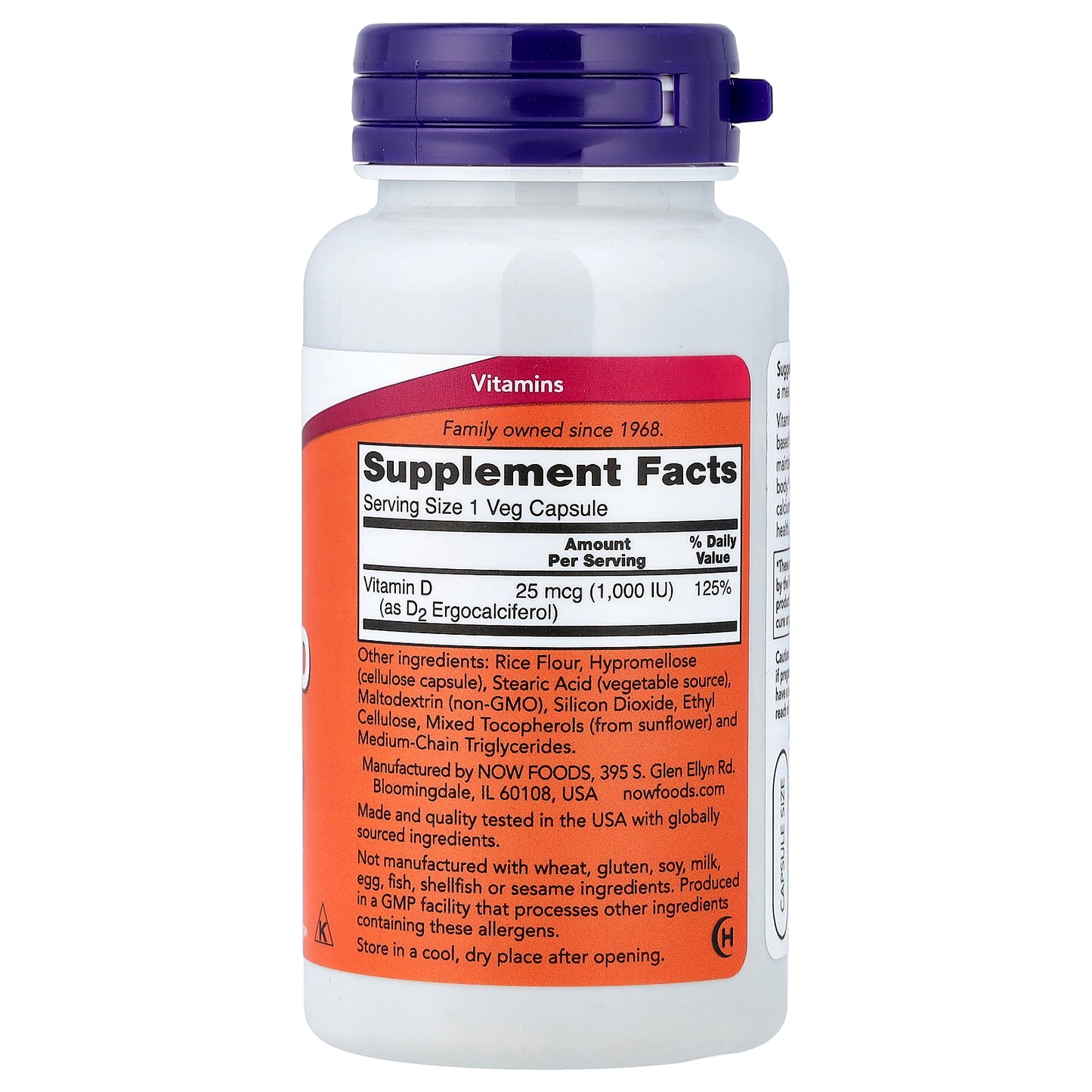 NOW Foods, Vegetarian Dry Vitamin D, 1,000 IU, 120 Veg Capsules