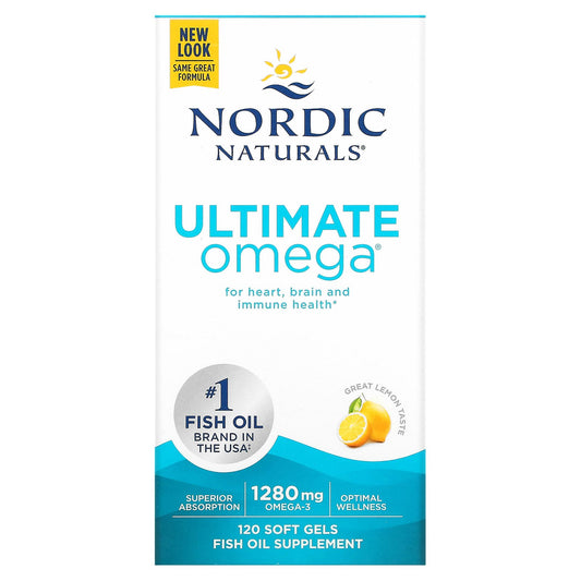 Nordic Naturals, Ultimate Omega, Lemon, 1,280 mg, 120 Soft Gels (640 mg per Soft Gel)