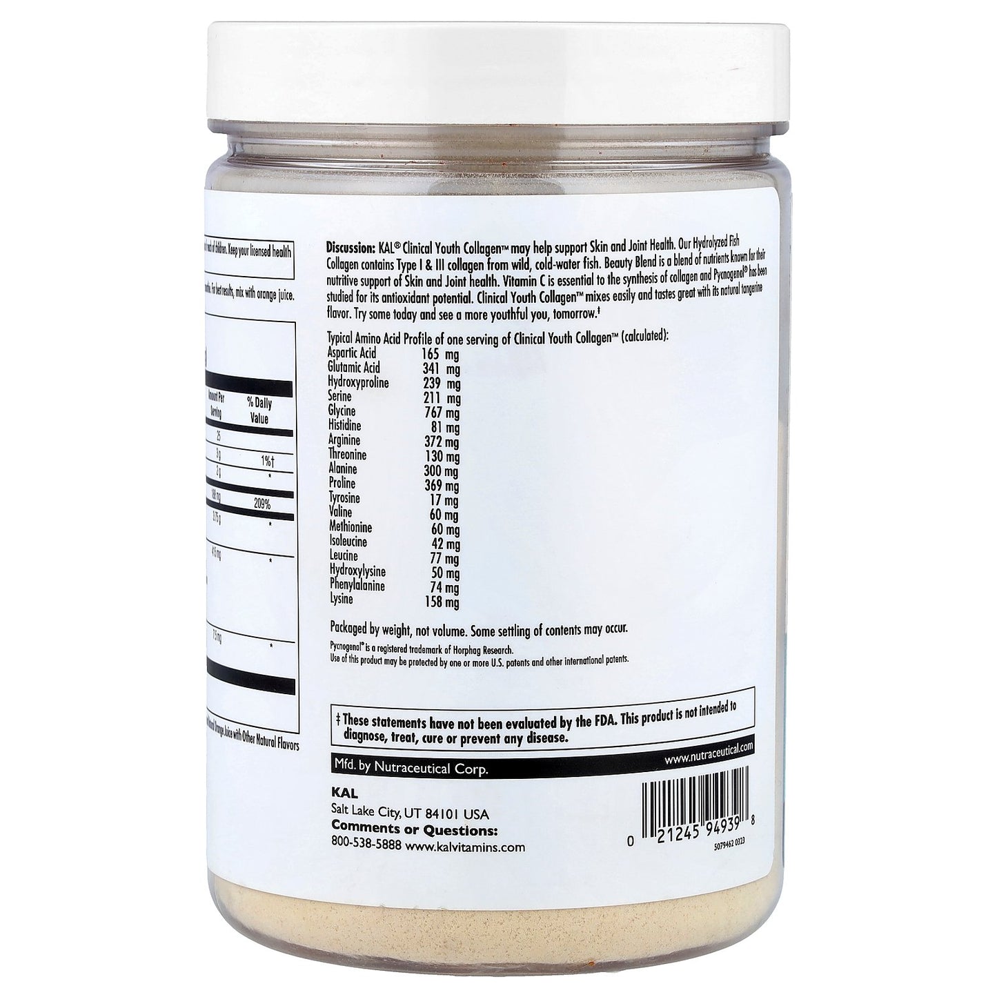 KAL, Clinical Youth Collagen™, Tangerine, 10.5 oz (298 g)