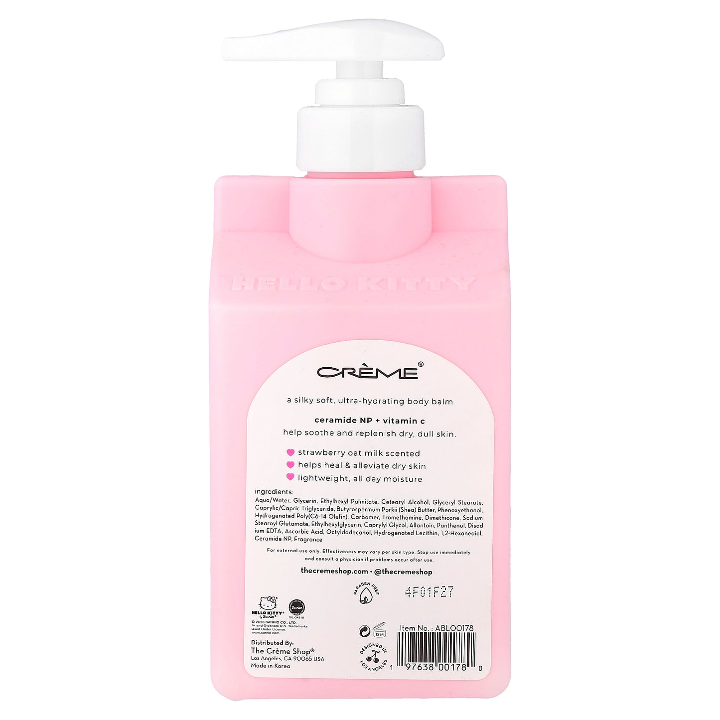 The Creme Shop, Hello Kitty®, Advanced Moisture Remedy Body Balm, Strawberry Oat Milk, 16.9 fl oz (500 ml)