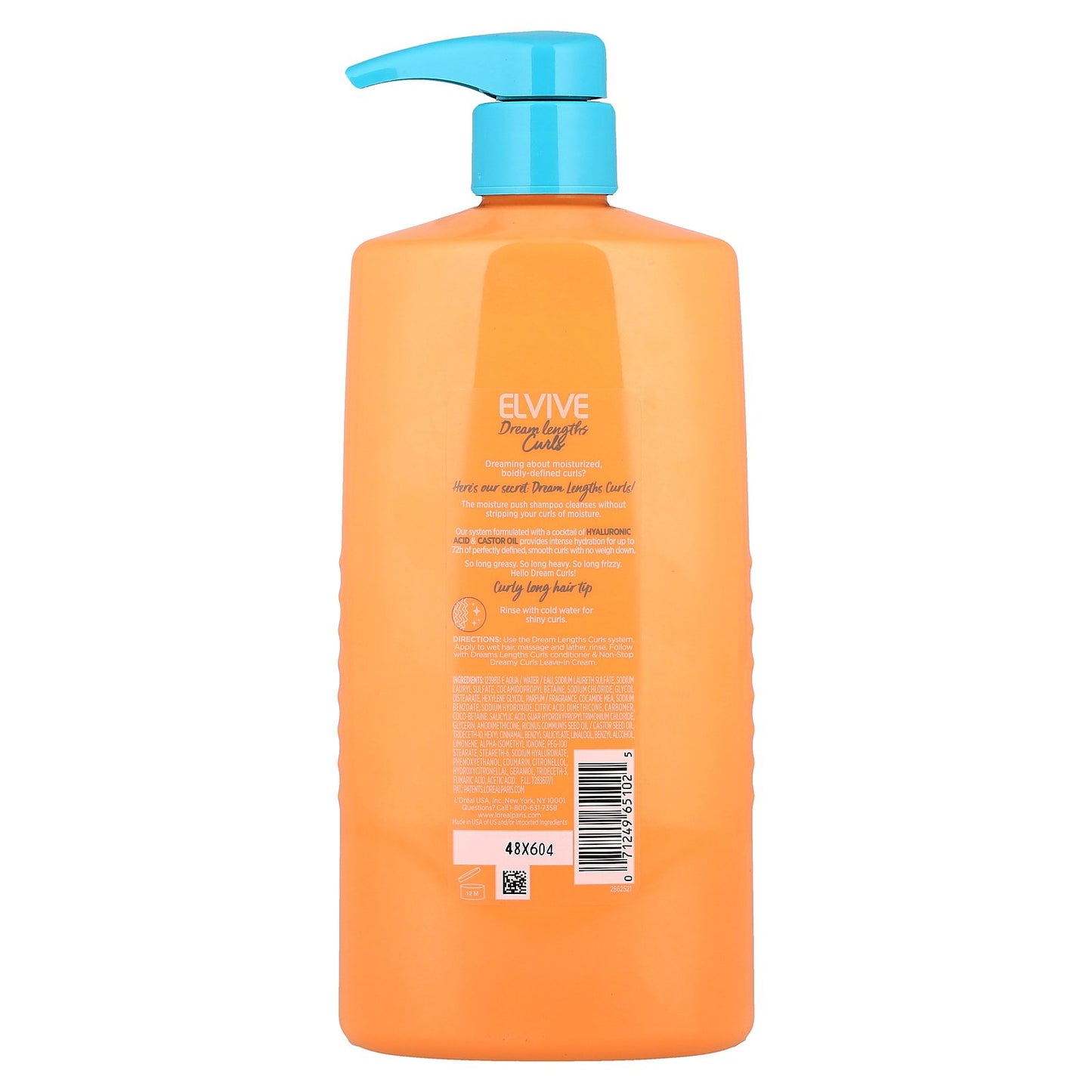 L'Oréal, Elvive, Dream Lengths Curls, Moisture Push Shampoo, Wavy to Curly Hair, 28 fl oz (828 ml)