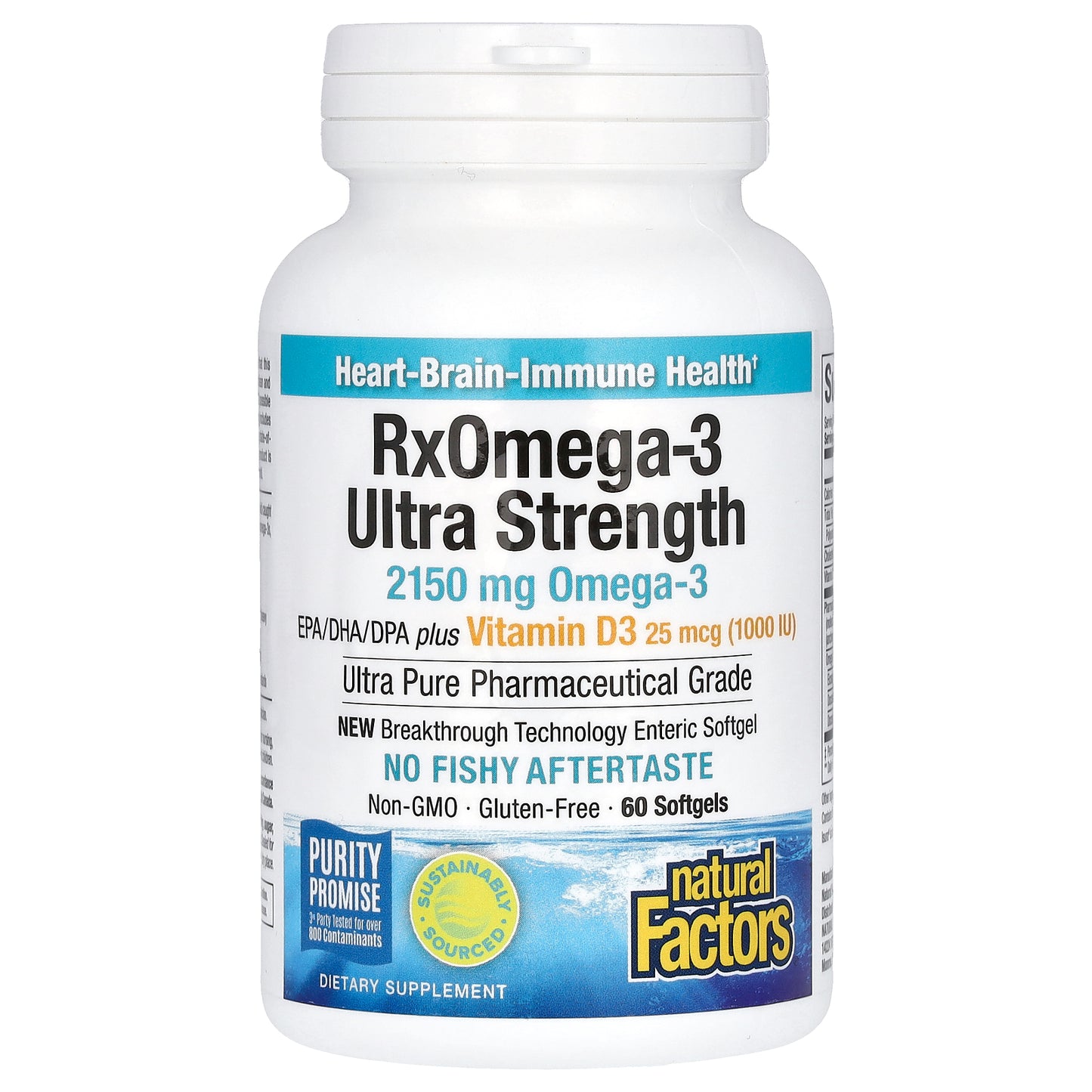 Natural Factors, RxOmega-3 Ultra Strength with Vitamin D3, 60 Softgels