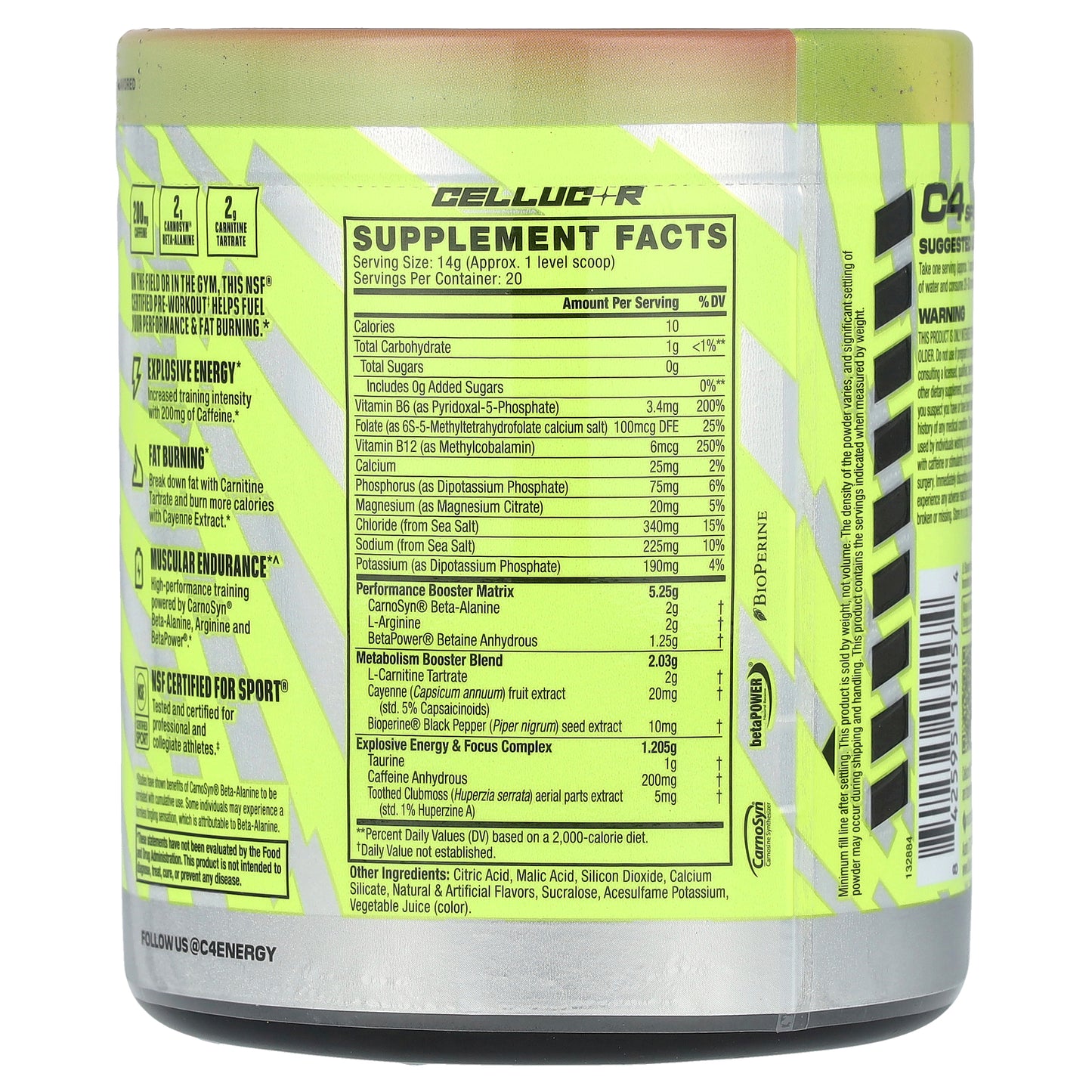 C4 / Cellucor, C4® Sport Ripped, Pre-Workout, Strawberry Watermelon, 9.9 oz (280 g)