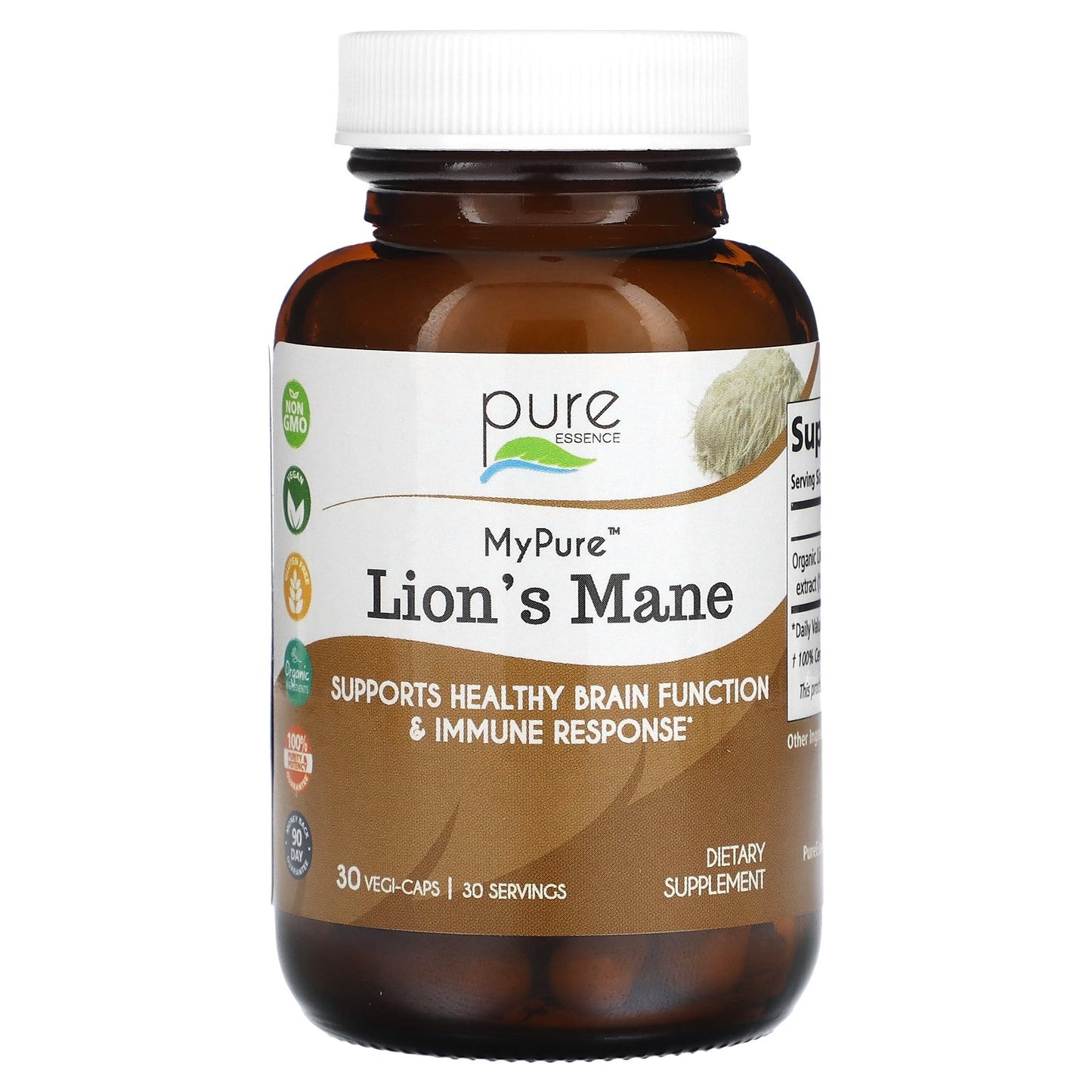 Pure Essence, MyPure™, Lion's Mane 2X, 500 mg, 30 Vegi-Caps