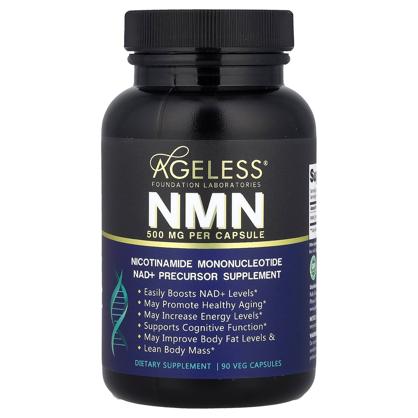 Ageless Foundation Laboratories, NMN, 500 mg, 90 Veg Capsules
