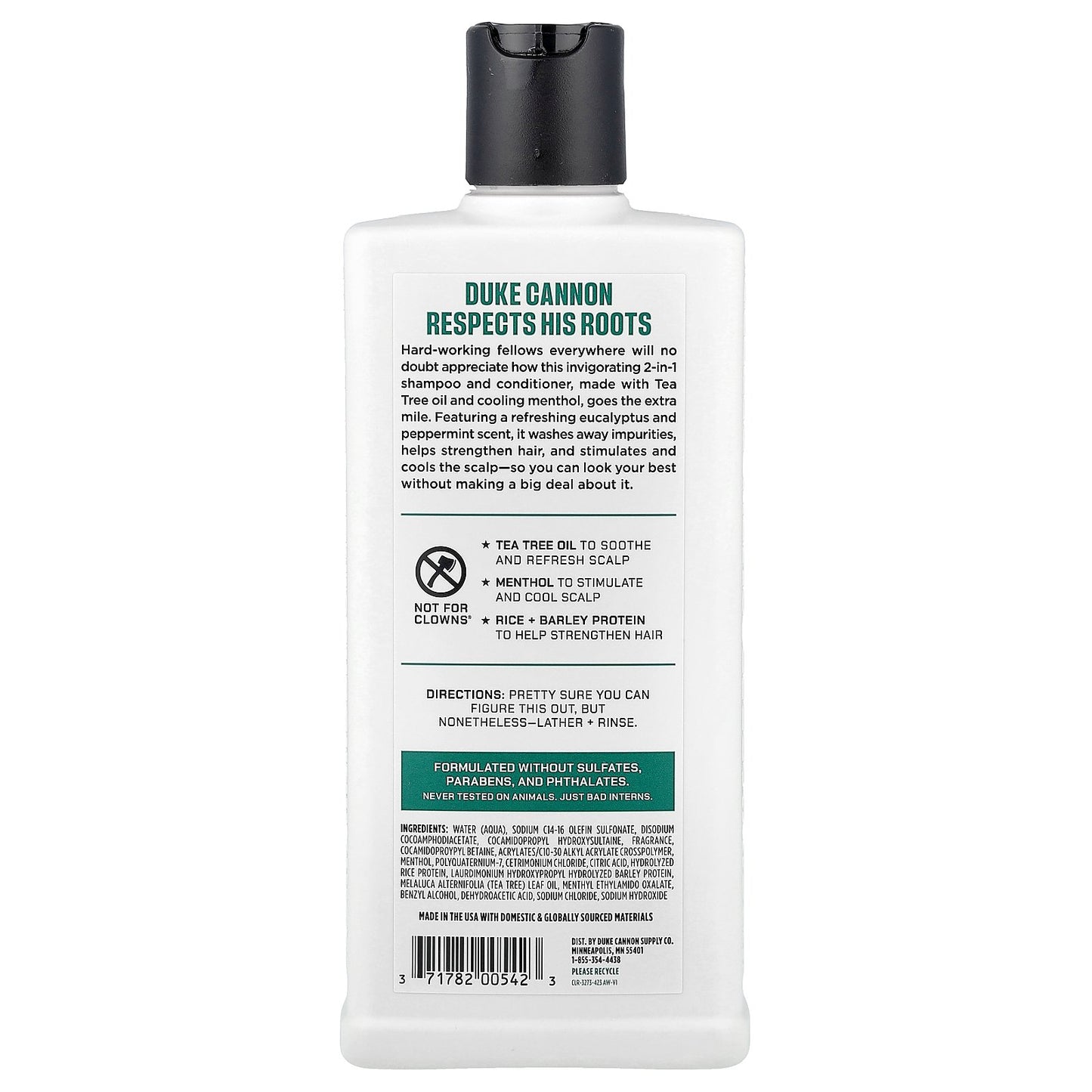 Duke Cannon Supply Co., Shampoo + Conditioner, Tea Tree, All Hair Types, 14 fl oz (414 ml)