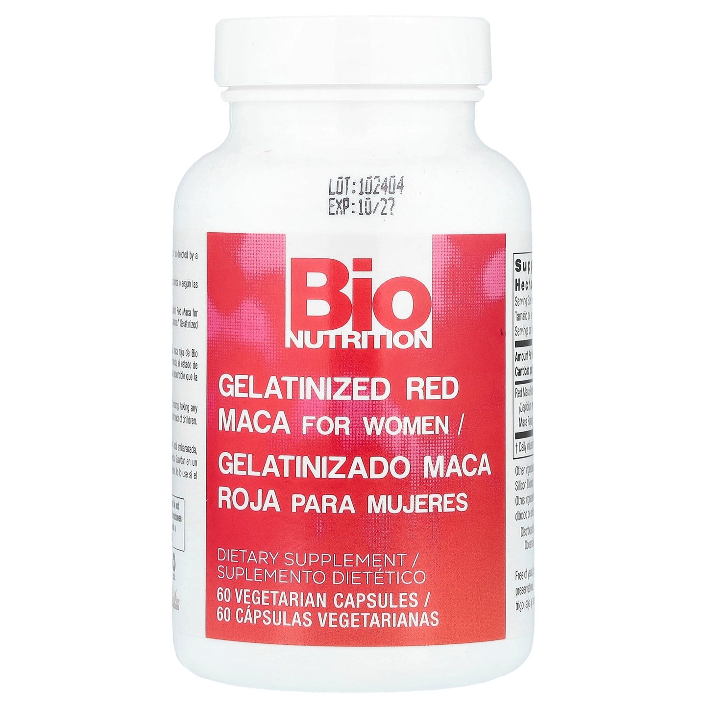 Bio Nutrition, Gelatinized Red Maca For Women, 60 Vegetarian Capsules (500 mg per Capsule)