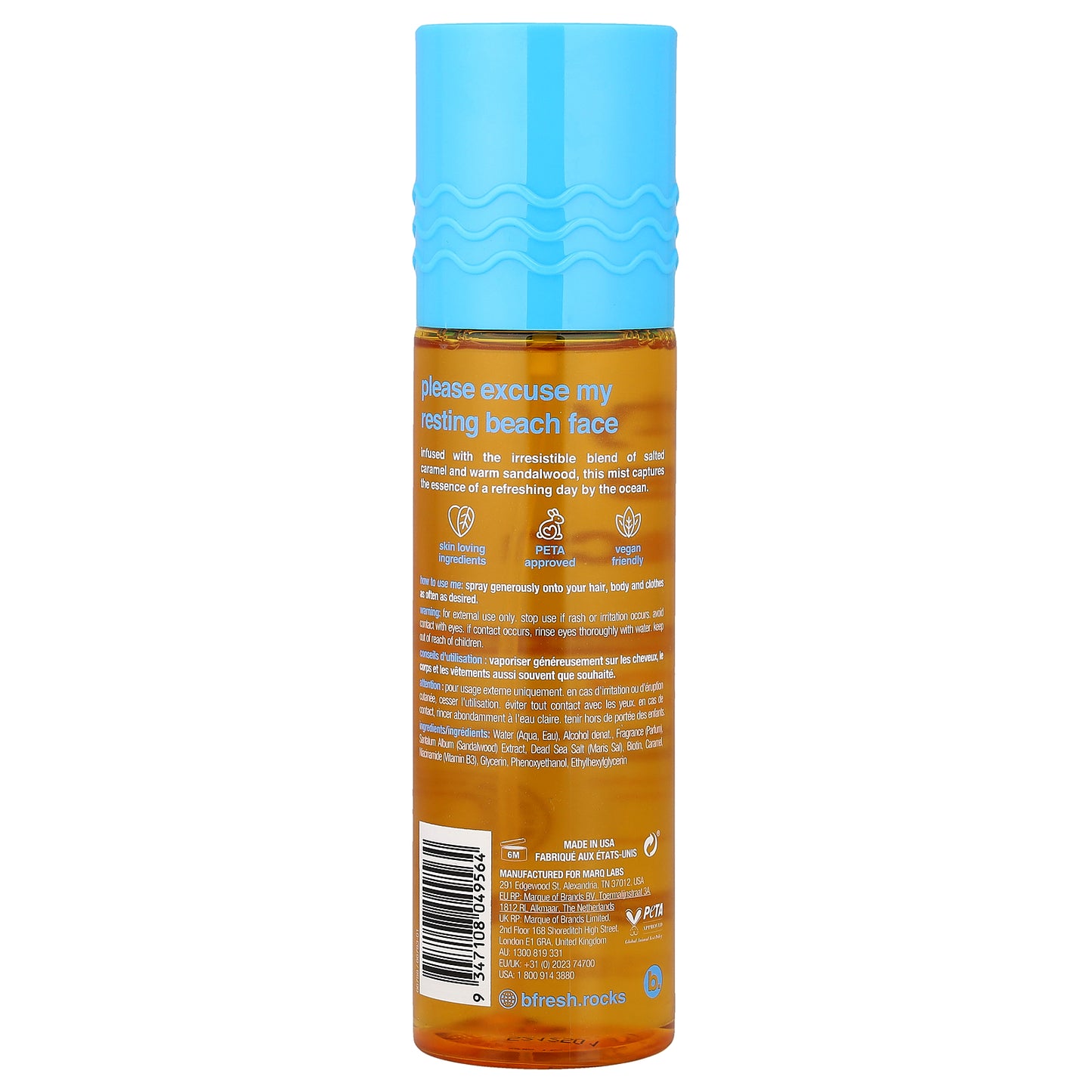 b.fresh, Salty Little Beach, Refreshing Hair + Body Mist, Salted Caramel + Sandalwood, 7.5 fl oz (221 ml)