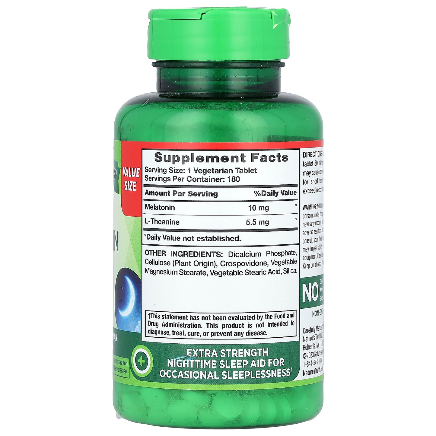 Nature's Truth, Sleep Melatonin Plus L-Theanine, 10 mg, 180 Vegetarian Tablets