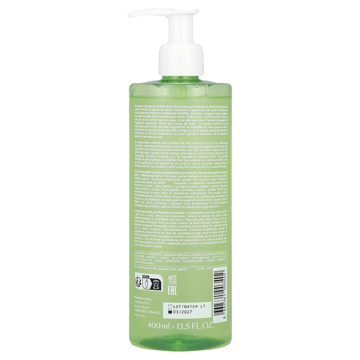 SVR, Sebiaclear Soap-Free Cleanser, 13.5 fl oz (400 ml)