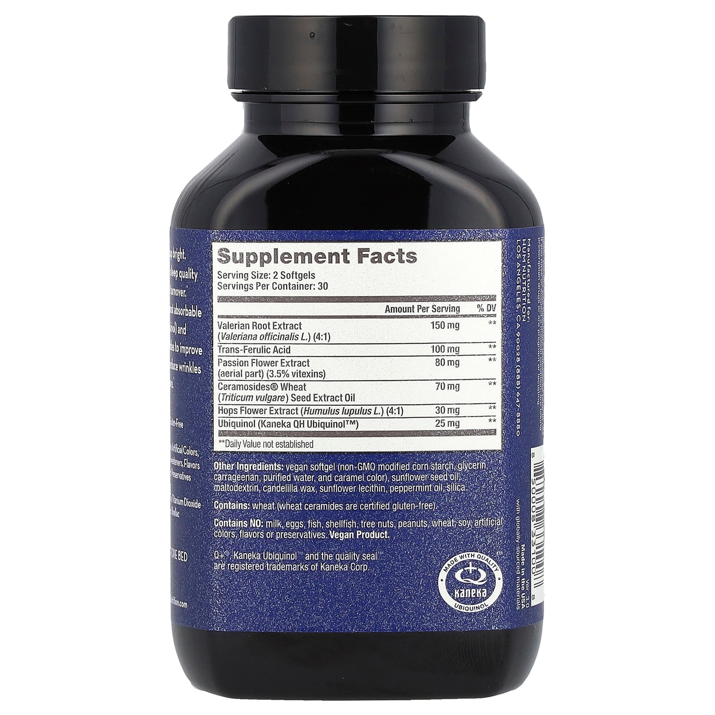 HUM Nutrition, Mighty Night™, Ceramides, CoQ10, Ferulic Acid + Valerian Root, 60 Vegan Softgels