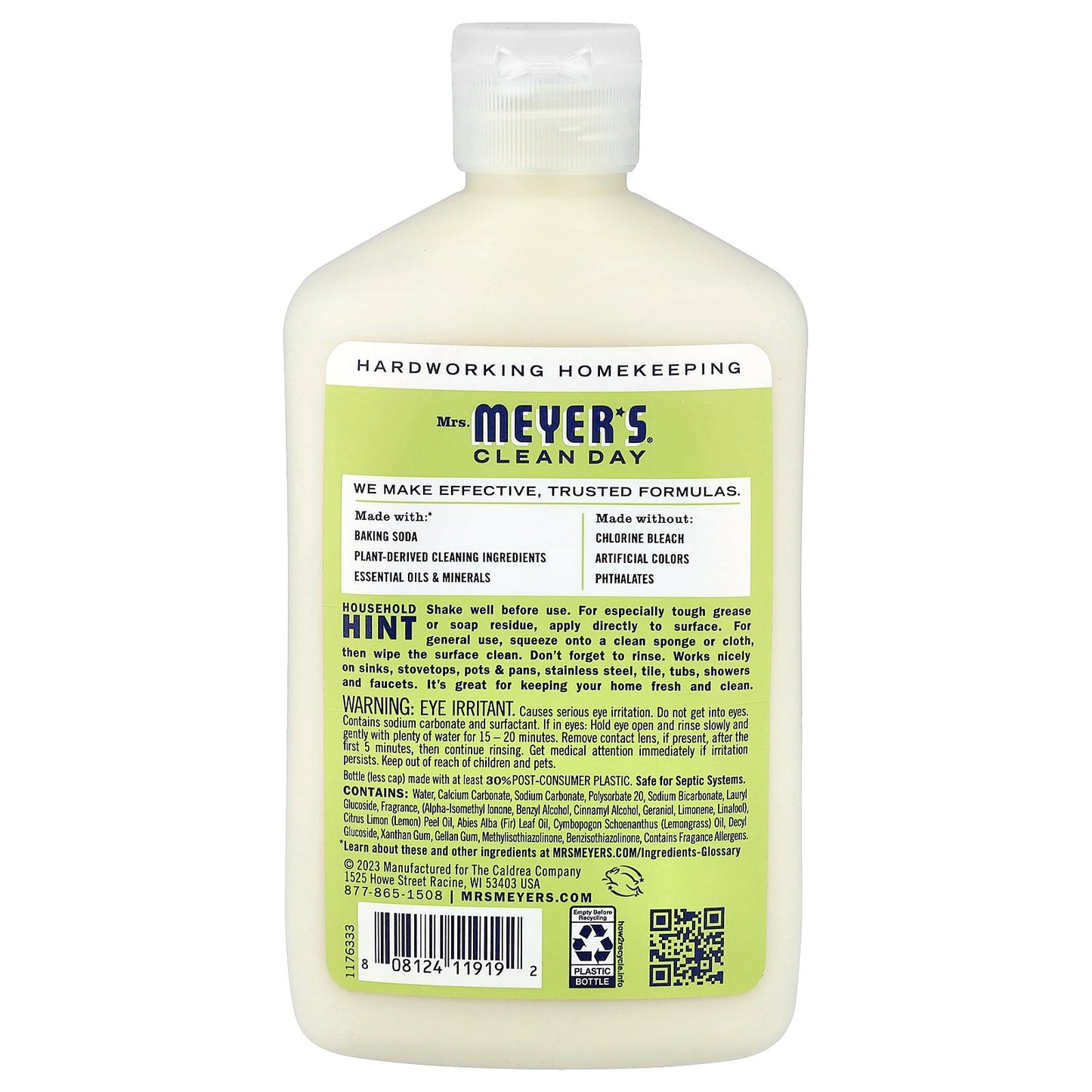 Mrs. Meyers Clean Day, Baking Soda Cream Cleanser, Lemon Verbena, 16 fl oz (473 ml)
