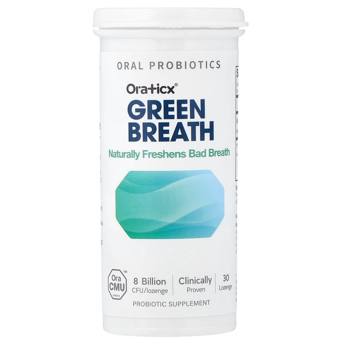 Oraticx, Green Breath, Probiotic Supplement, Mint, 8 Billion CFU, 30 Lozenges