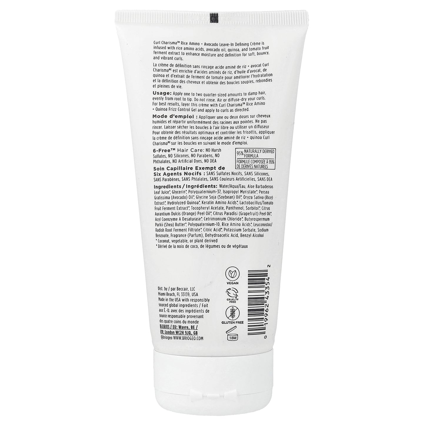 Briogeo, Curl Charisma™, Rice Amino + Avocado Leave-In Defining Creme, 6 fl oz (177 ml)