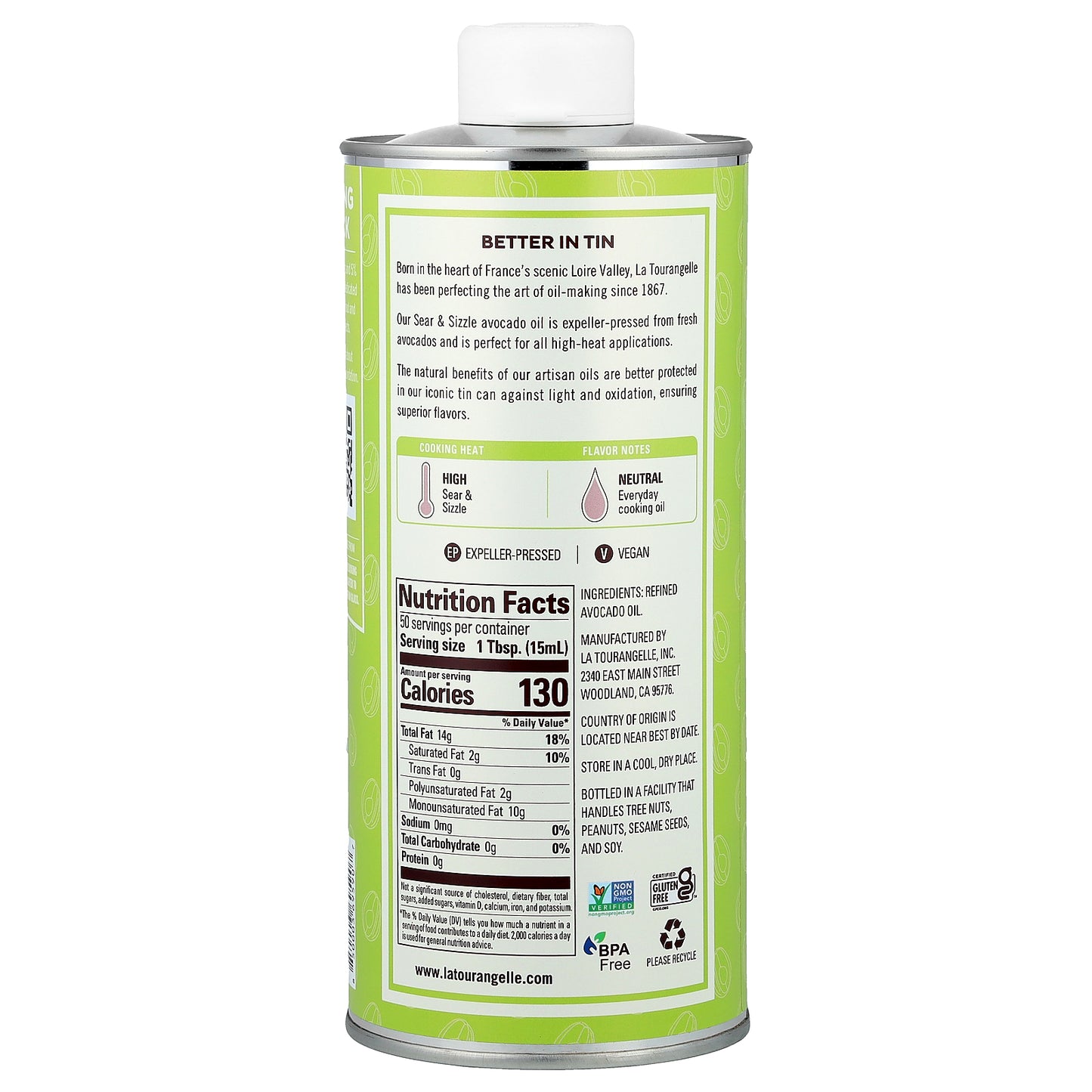 La Tourangelle, Sear & Sizzle Avocado Oil, 25.4 fl oz (750 ml)