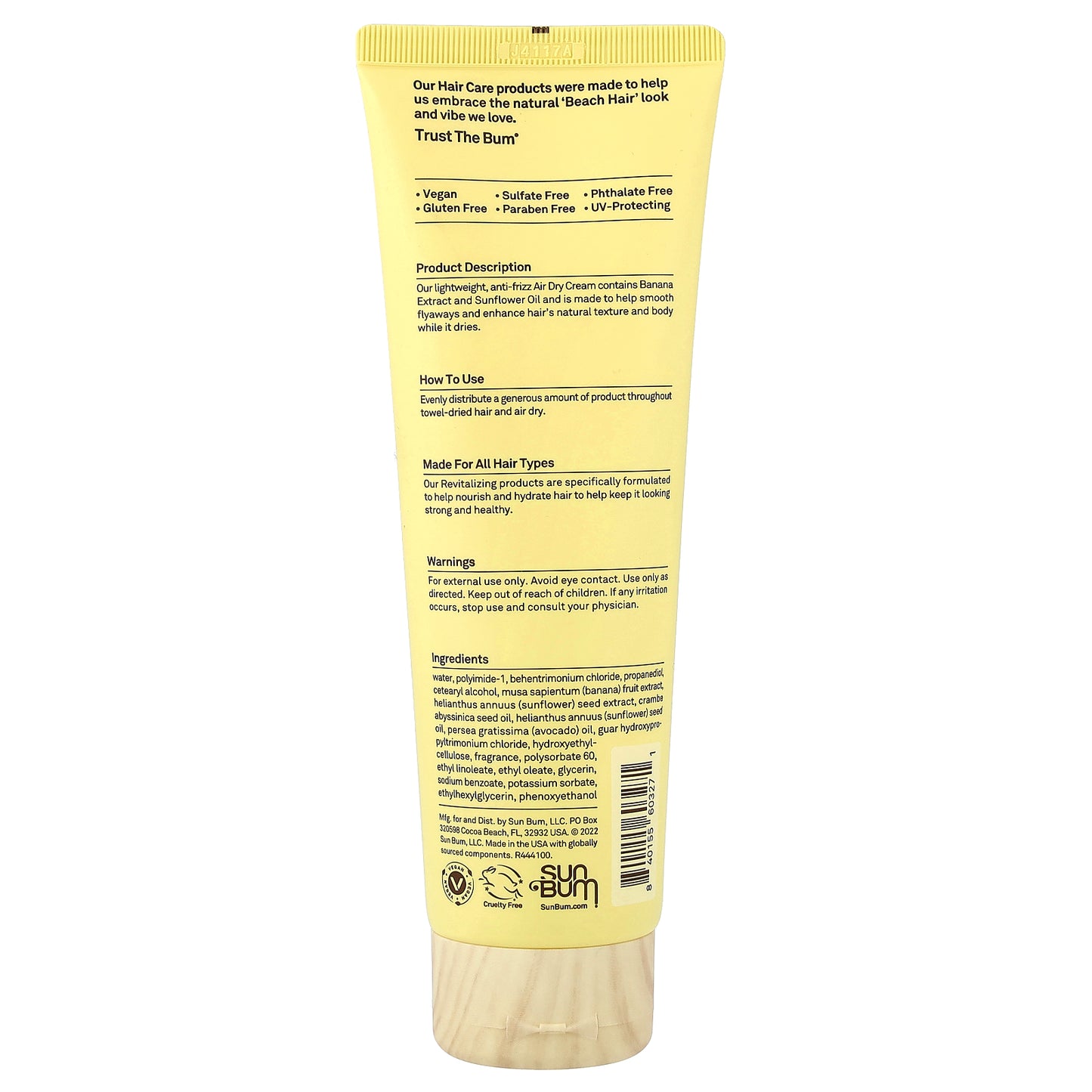 Sun Bum, Revitalizing, Air Dry Cream, For All Hair Types, 6 fl oz (177 ml)