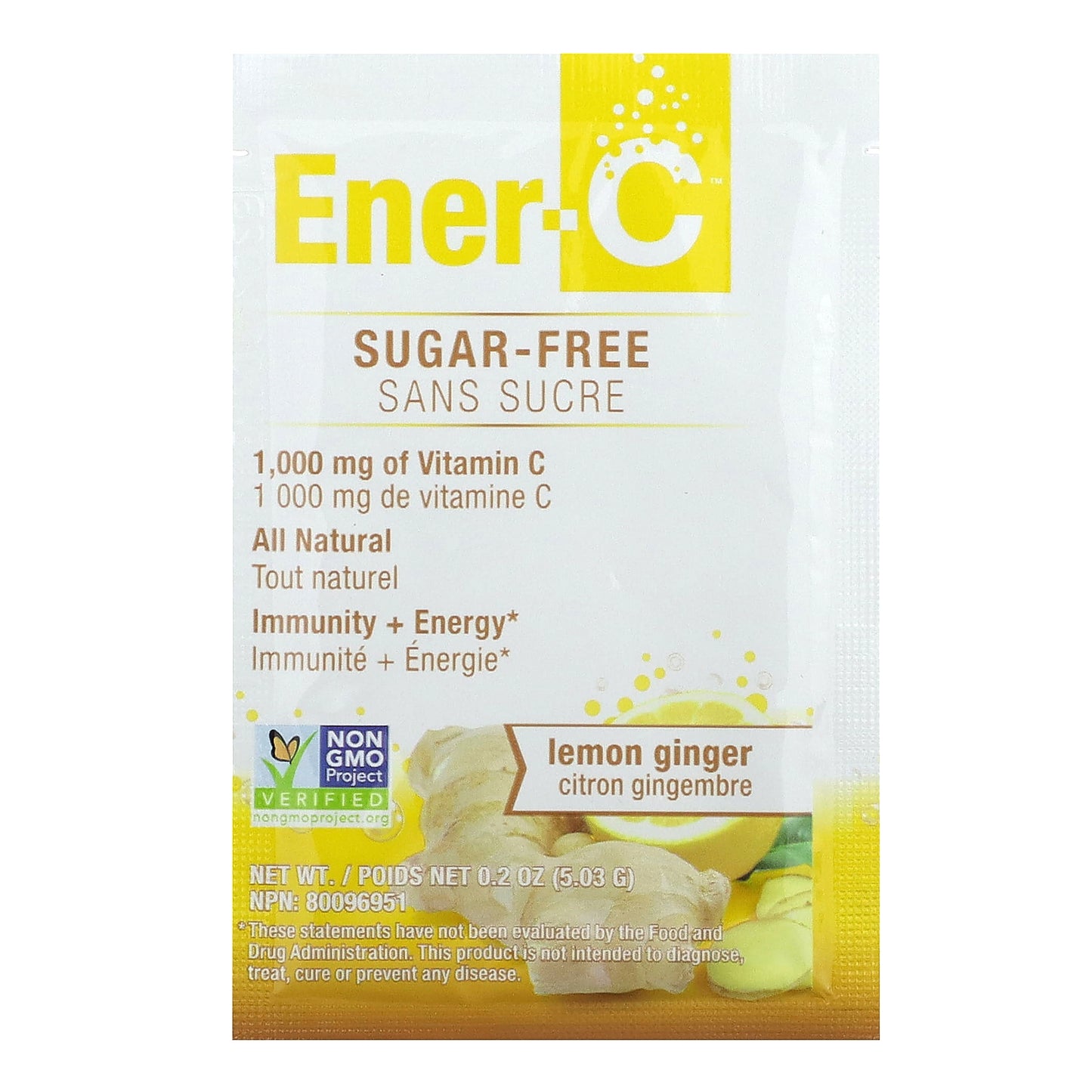 Ener-C, Vitamin C Drink Mix, Sugar Free, Lemon Ginger, 1,000 mg, 30 Packets