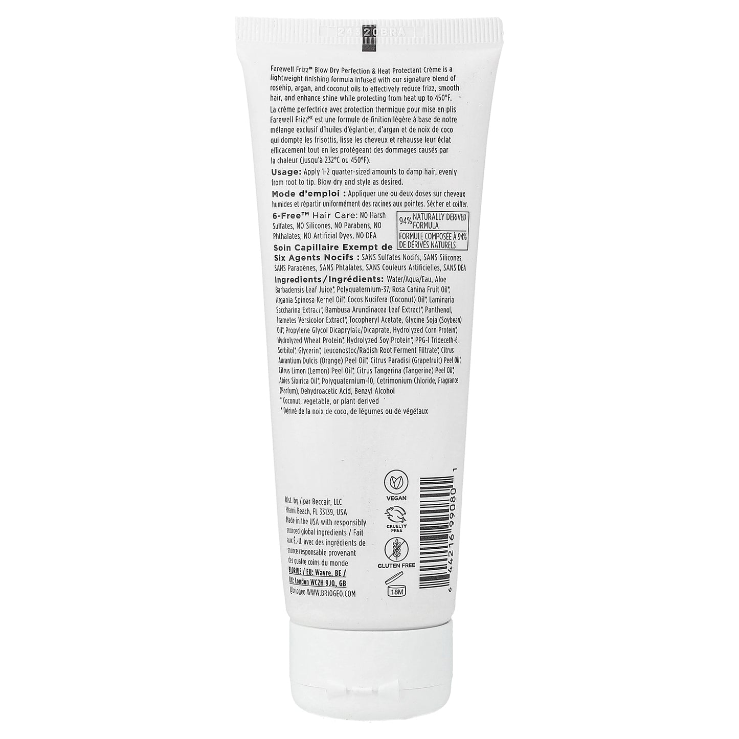 Briogeo, Farewell Frizz™, Blow Dry Perfection & Heat Protectant Cream, 4 fl oz (118 ml)