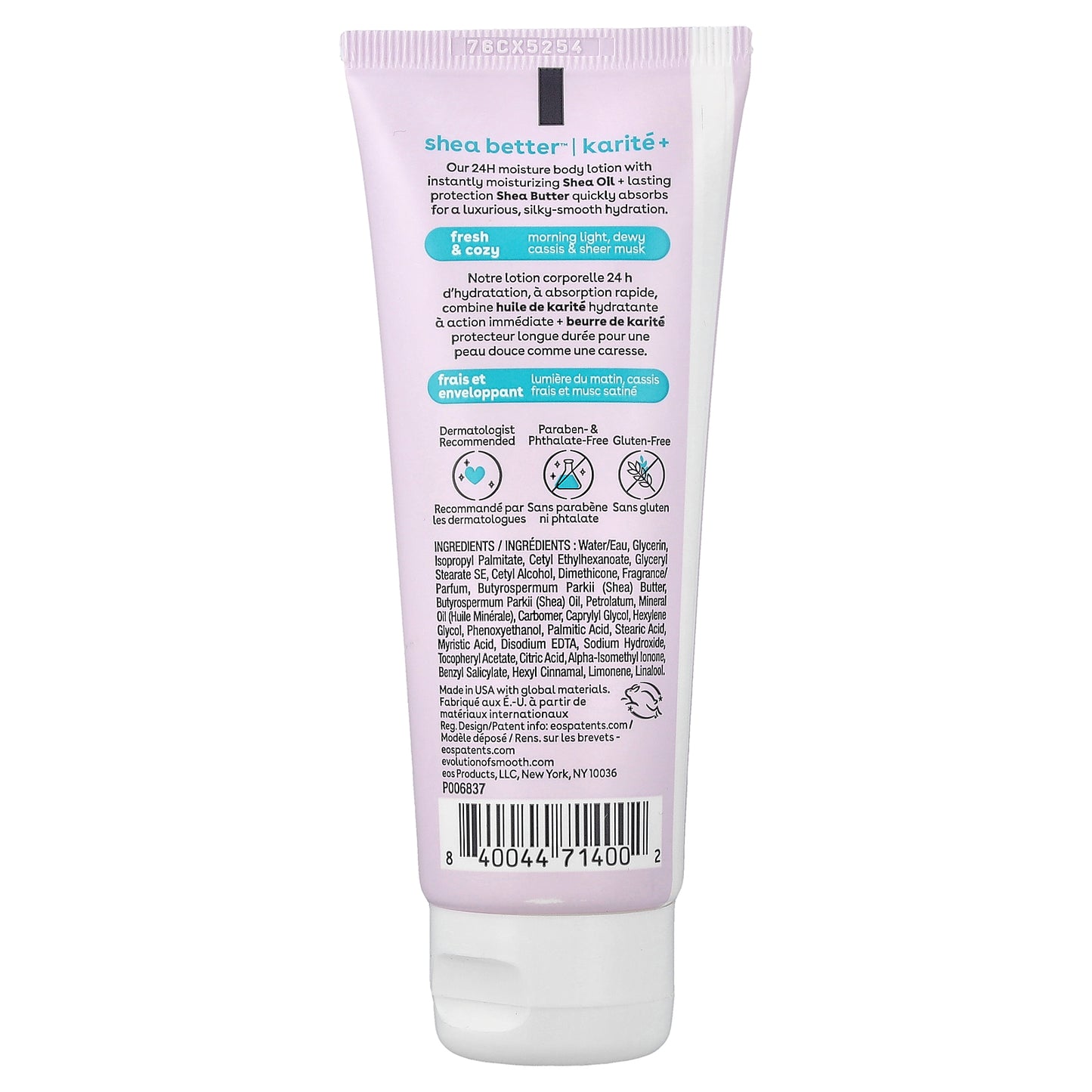 EOS, Shea Better™, 24H Moisture Lotion, Fresh & Cozy, 2.5 fl oz (74 ml)