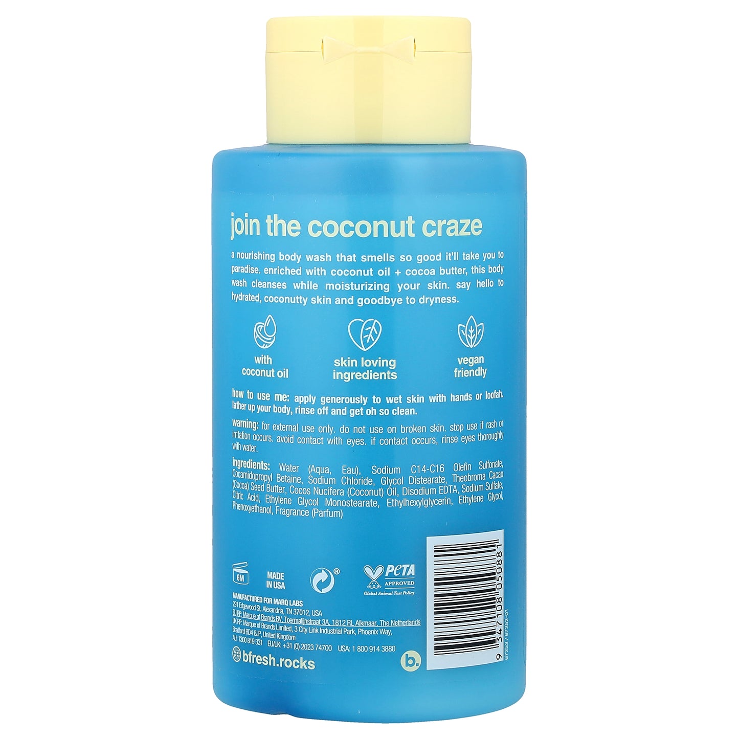 b.fresh, A Coconut A Day, Moisturizing Body Wash, Coconutty Cool, 16 fl oz (473 ml)