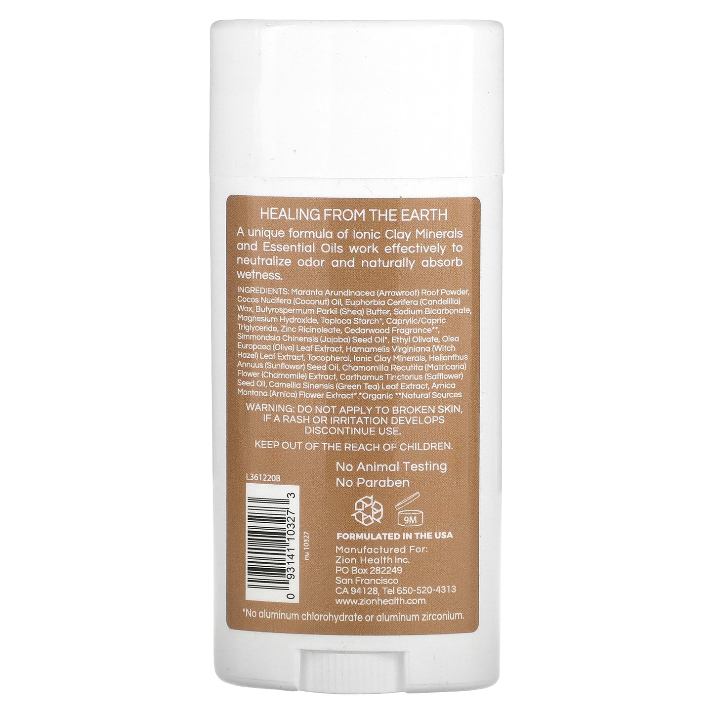 Zion Health, Bold, ClayDry Deodorant, Cedarwood, 2.8 oz (80 g)